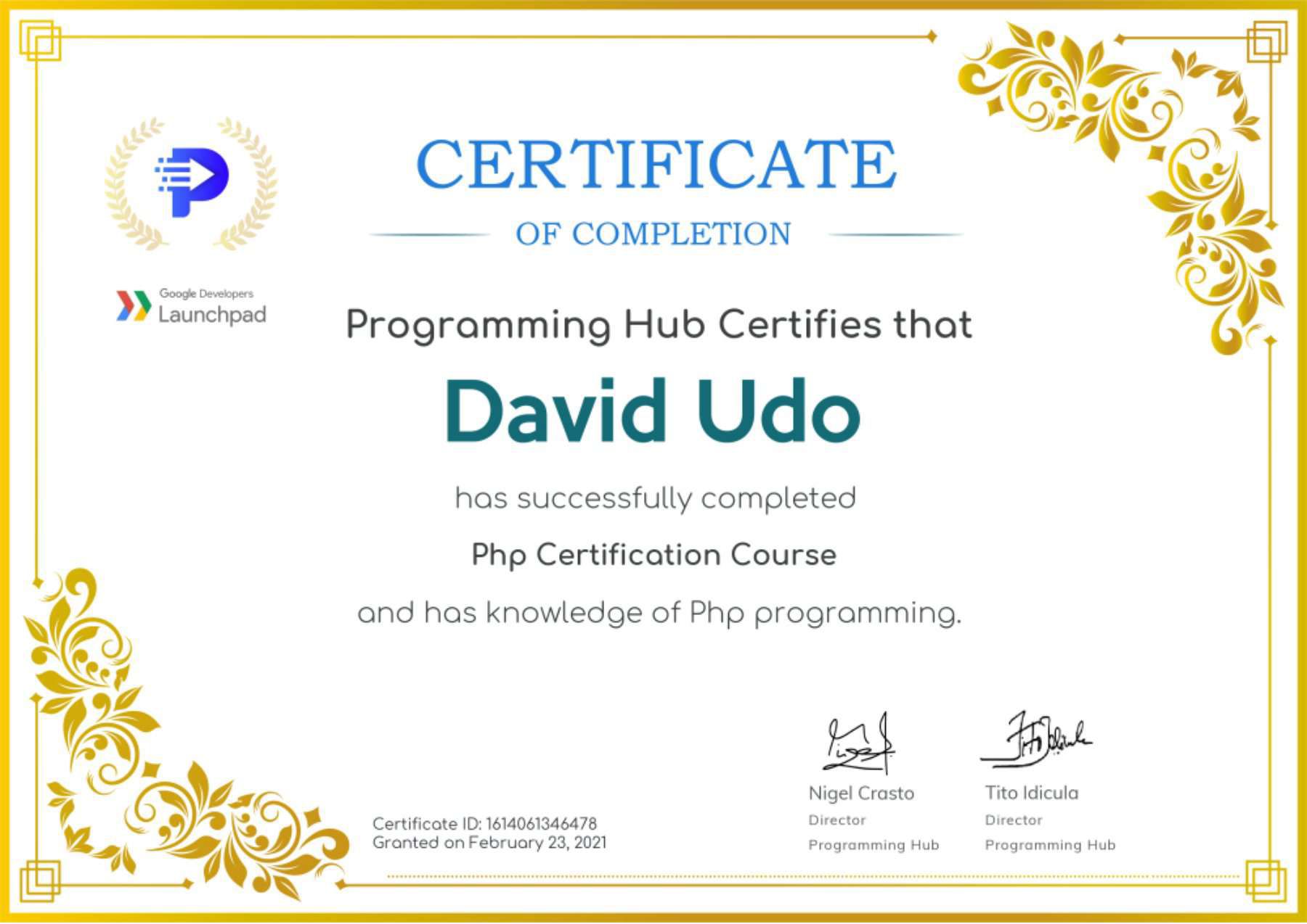 Certificate Preview