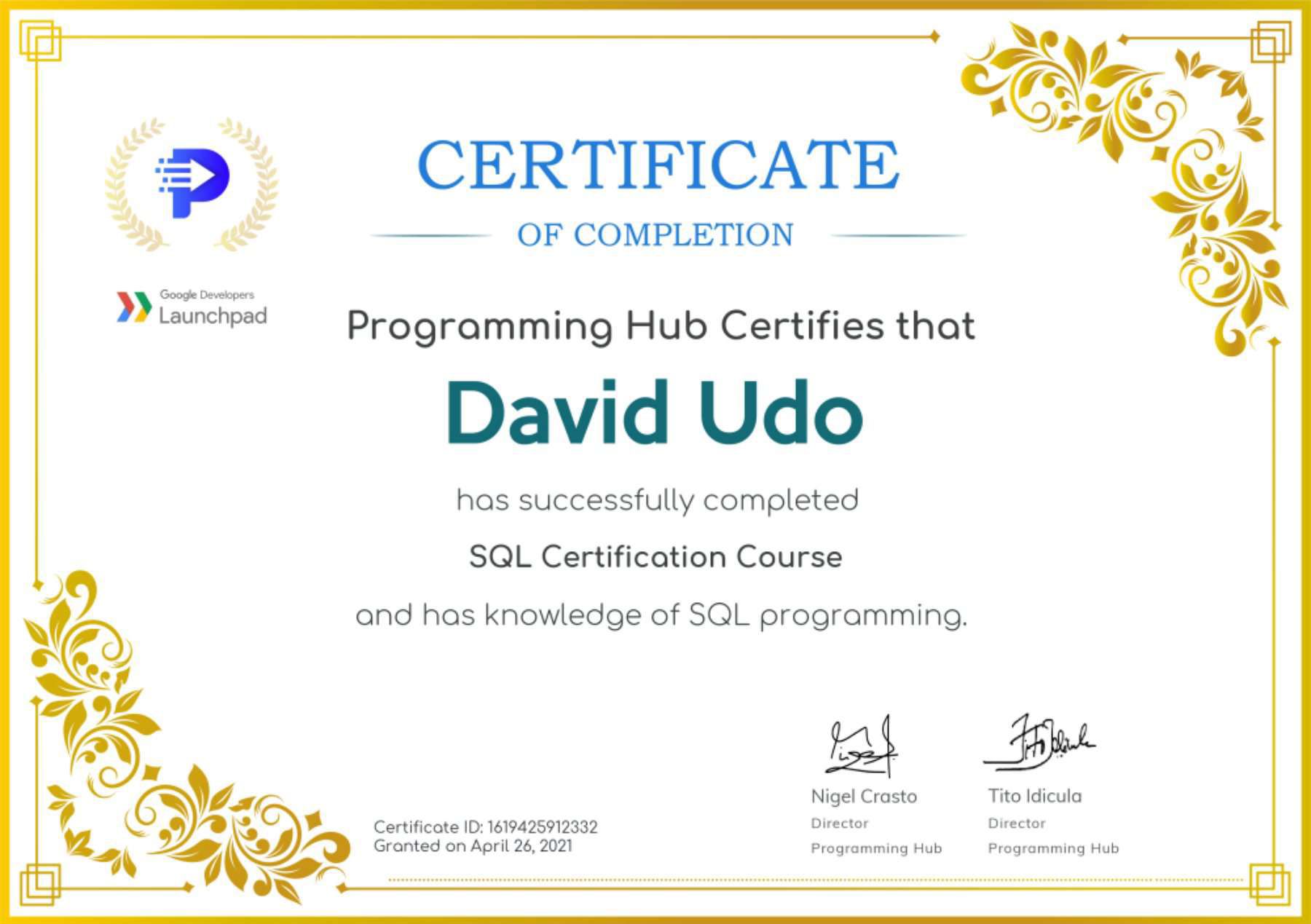 Certificate Preview