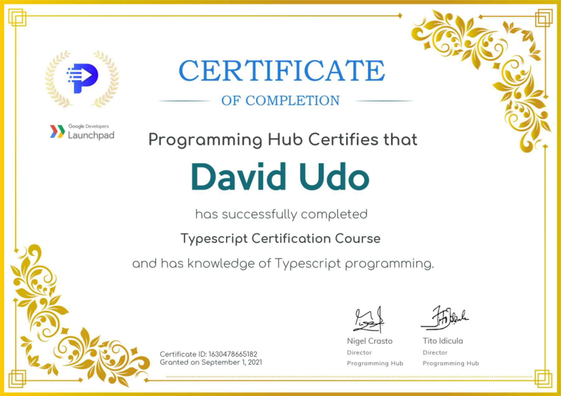 Certificate Preview