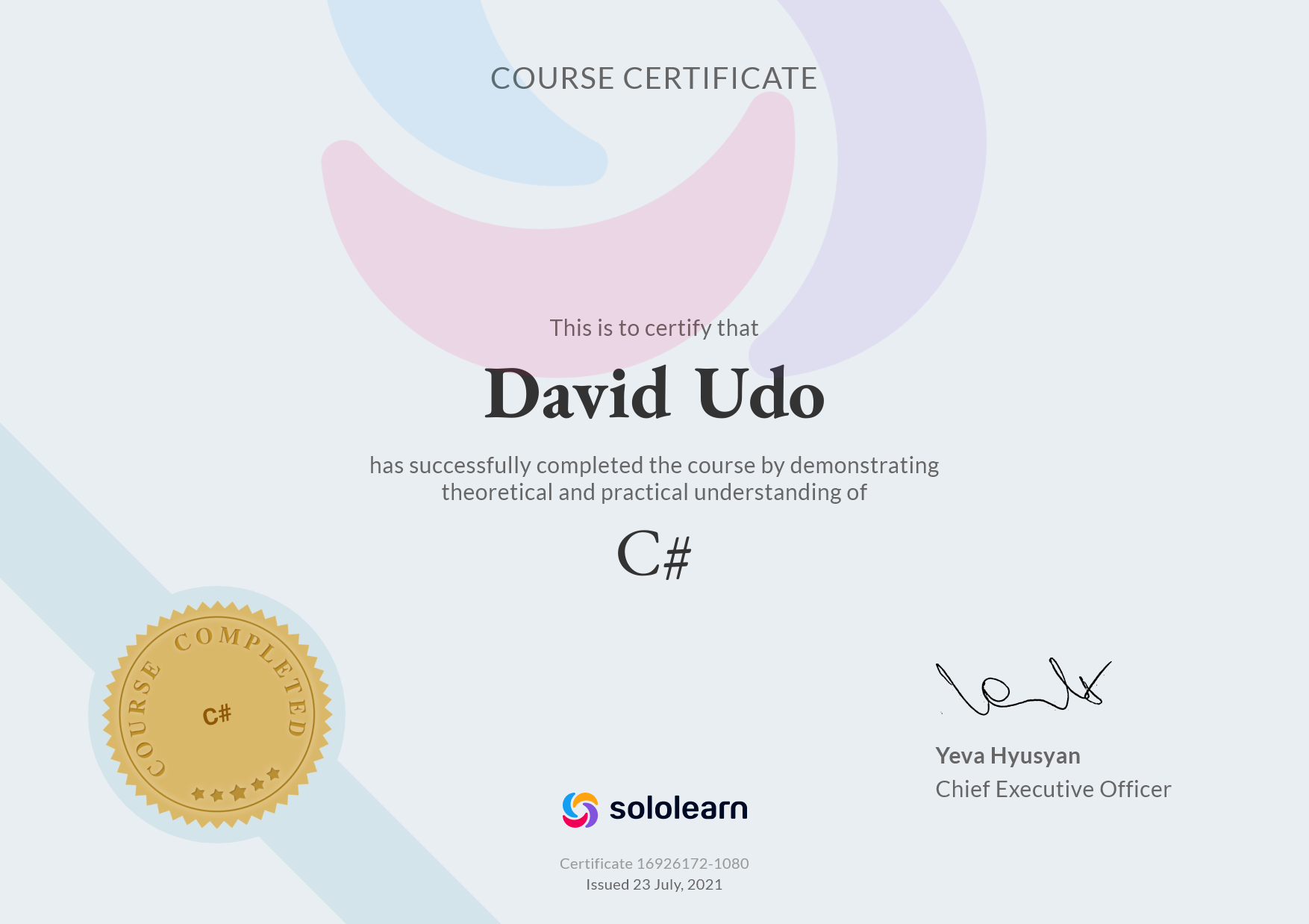 Certificate Preview